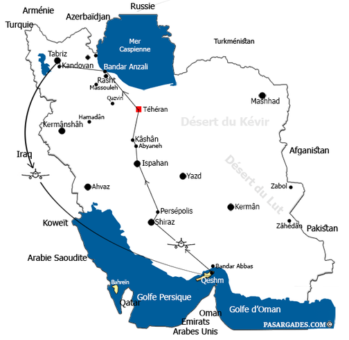 Carte de l'itinéraire — La Traversée Gourmande Persane
