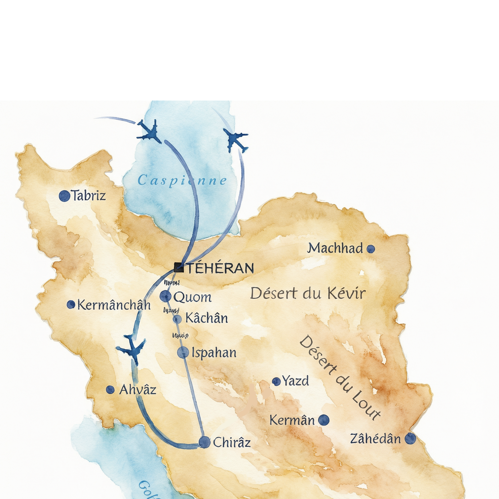 Carte du circuit Féerie Persane : Téhéran, Ispahan, Chiraz