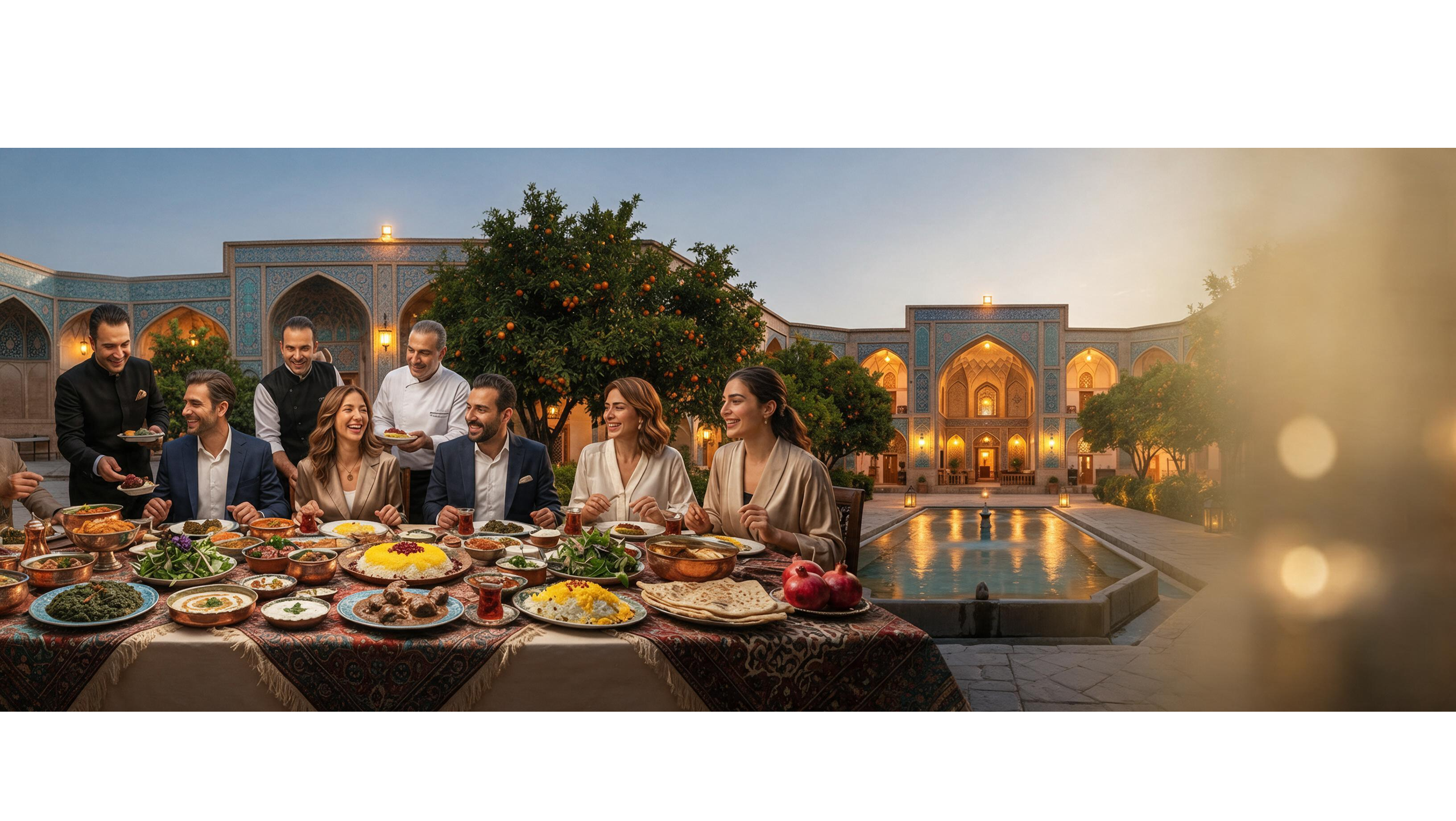 Table traditionnelle iranienne partagée entre amis
