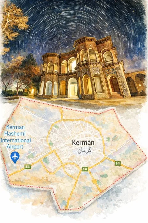 Kerman — vue et plan de ville